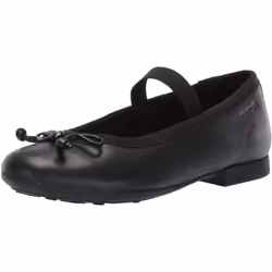 Geox Girls Plie Leather School Shoes - 4 UK, Black