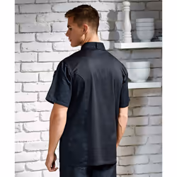 Premier Mens Coolchecker Short-Sleeved Chef Jacket - XL, Black