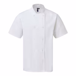Premier Mens Coolchecker Short-Sleeved Chef Jacket - 2XL, White