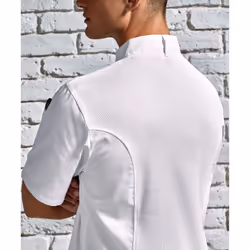 Premier Mens Coolchecker Short-Sleeved Chef Jacket - 2XL, White