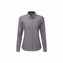 Premier Womens/Ladies Organic Fairtrade Certified Chambray Formal Shirt - XS, Grey Denim
