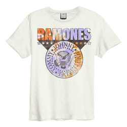 Amplified Unisex Adult Tie Dye Shield Ramones T-Shirt - XS, Vintage White