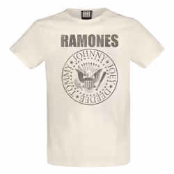 Amplified Unisex Adult Vintage Shield Ramones T-Shirt - 2XL, Vintage White