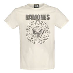Amplified Unisex Adult Vintage Shield Ramones T-Shirt - L, Vintage White