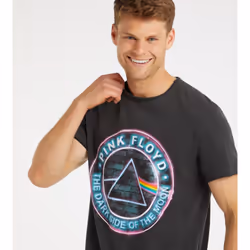 Amplified Unisex Adult Neon Dark Side Pink Floyd T-Shirt