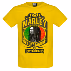 Amplified Unisex Adult Fight For Your Rights Bob Marley T-Shirt - S, Yellow Raven