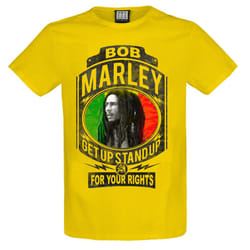 Amplified Unisex Adult Fight For Your Rights Bob Marley T-Shirt - S, Yellow Raven