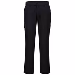 Portwest Mens Stretch Slim Cargo Trousers - 38R, Black