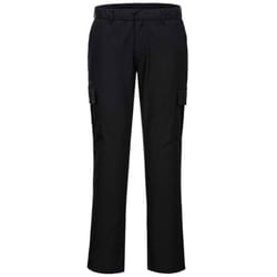 Portwest Mens Stretch Slim Cargo Trousers - 38R, Black