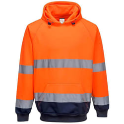 Portwest Mens Two Tone High-Vis Hoodie - XL, Orange/Navy