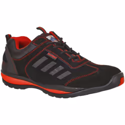 Portwest Mens Steelite Lusum S1P HRO Suede Safety Shoes - 9 UK, Black/Red