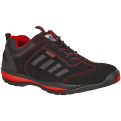 Portwest Mens Steelite Lusum S1P HRO Suede Safety Shoes - 9 UK, Black/Red