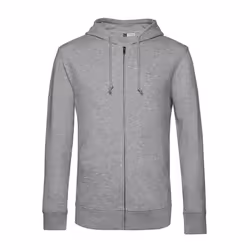 B&C Mens Organic Zipped Hoodie - S, Heather Grey