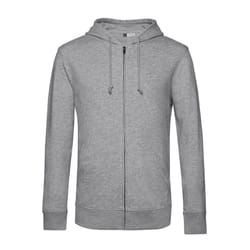 B&C Mens Organic Zipped Hoodie - S, Heather Grey