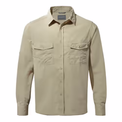 Craghoppers Mens Kiwi Long-Sleeved Shirt - XXL, Oatmeal Grey