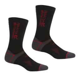 Regatta Unisex Adult Wool Hiking Boot Socks (Pack of 2) - 9 UK-12 UK, Black/Dark Red