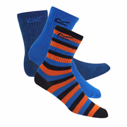 Regatta Childrens/Kids Outdoor Boot Socks Set (Pack of 3) - 10 UK Child-12 UK Child, Navy/Hawaiian Blue/Amber Glow