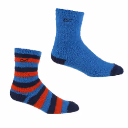 Regatta Childrens/Kids Cosy Boot Socks Set (Pack of 2) - 10 UK Child-12 UK Child, Blue/Navy/Red