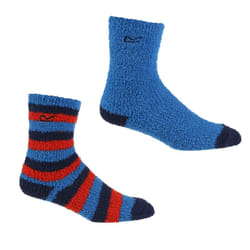 Regatta Childrens/Kids Cosy Boot Socks Set (Pack of 2) - 10 UK Child-12 UK Child, Blue/Navy/Red