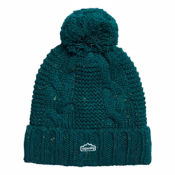 Superdry Cable Knit Bobble Beanie - Forest Green Tweed