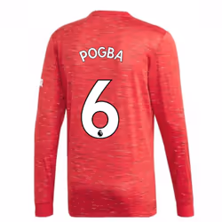 2020-2021 Man Utd Adidas Home Long Sleeve Shirt (POGBA 6) - M