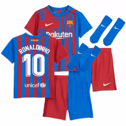 2021-2022 Barcelona Infants Home Kit (RONALDINHO 10) - 6-9 Months