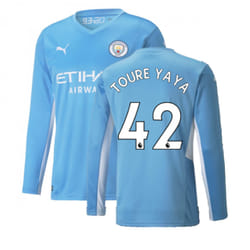 2021-2022 Man City Long Sleeve Home Shirt (TOURE YAYA 42) - XL