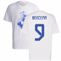 Real Madrid 2021-2022 Training Tee (White-Blue) (BENZEMA 9) - L