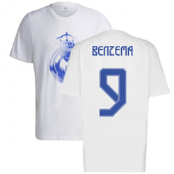 Real Madrid 2021-2022 Training Tee (White-Blue) (BENZEMA 9) - L