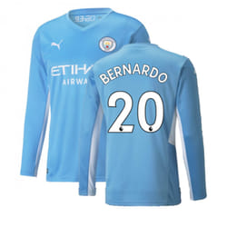 2021-2022 Man City Long Sleeve Home Shirt (BERNARDO 20) - XXL