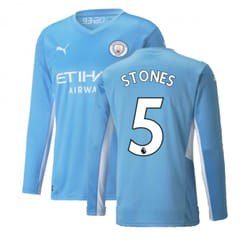 2021-2022 Man City Long Sleeve Home Shirt (STONES 5) - XL