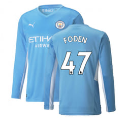 2021-2022 Man City Long Sleeve Home Shirt (FODEN 47) - XXL