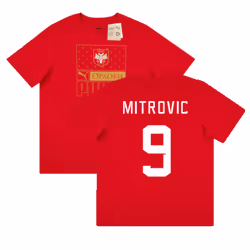 2022-2023 Serbia Ftbl Core Tee (Red) (MITROVIC 9) - M