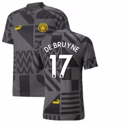 2022-2023 Man City Pre-Match Jersey (Black) (DE BRUYNE 17) - M