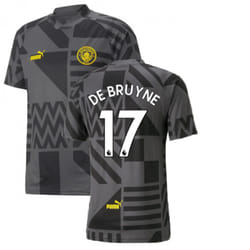 2022-2023 Man City Pre-Match Jersey (Black) (DE BRUYNE 17) - M