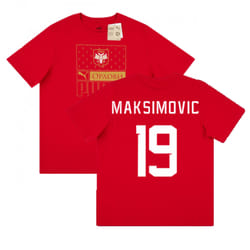 2022-2023 Serbia Ftbl Core Tee (Red) (MAKSIMOVIC 19) - M