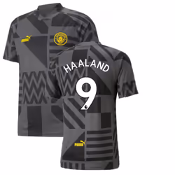 2022-2023 Man City Pre-Match Jersey (Black) (HAALAND 9) - M