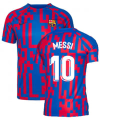 2022-2023 Barcelona Pre-Match Training Shirt (Blue) (MESSI 10) - S