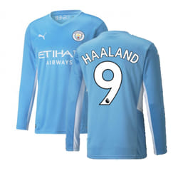 2021-2022 Man City Long Sleeve Home Shirt (HAALAND 9) - XL