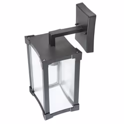 Biard Glass & Black Aluminium Square Lantern Outdoor Wall Light - Black