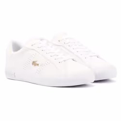 ) Lacoste Powercourt 2.0 Leather Women's White Trainers - White, 5 (Adults'