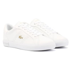 ) Lacoste Powercourt 2.0 Leather Women's White Trainers - White, 5 (Adults'