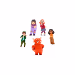 Turning Red Mini Doll Playset with red panda, Miriam, Priya and Abby