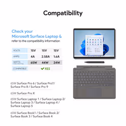 Origin Storage 65W Pro 5 6 7 8 Book Surface Charger 15V4A With 5V1A USB - Additional view 5