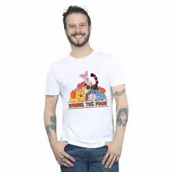 Disney Mens Winnie The Pooh Group T-Shirt - M, White