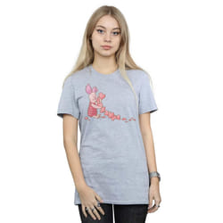 Disney Womens/Ladies Winnie The Pooh Piglet Chain Of Hearts Cotton Boyfriend T-Shirt - S, Sports Grey