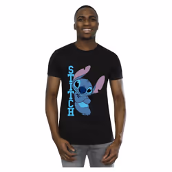 Disney Mens Lilo And Stitch Posing T-Shirt - XXL, Black