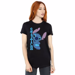 Disney Womens/Ladies Lilo And Stitch Posing Cotton Boyfriend T-Shirt - XL, Black