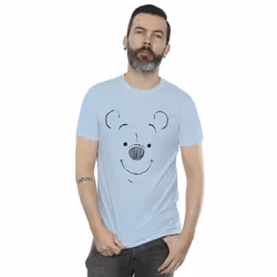 Disney Mens Winnie The Pooh Winnie The Pooh Face T-Shirt - S, Baby Blue
