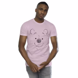 Disney Mens Winnie The Pooh Winnie The Pooh Face T-Shirt - S, Baby Pink